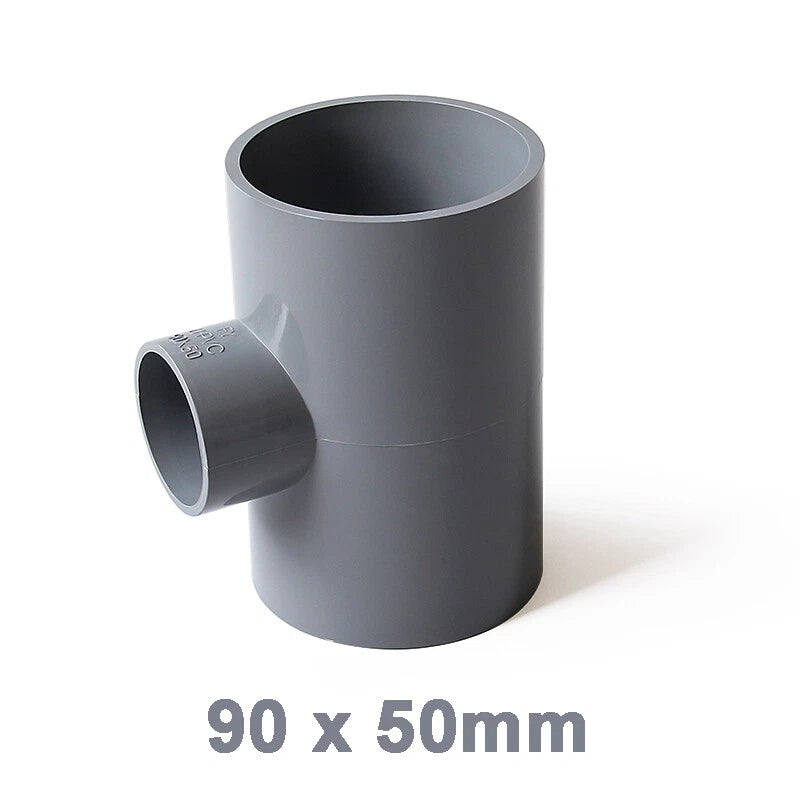 PVC Reducing Tee Pipe & Fittings Solvent Weld Pressure Adapter Connector Grey