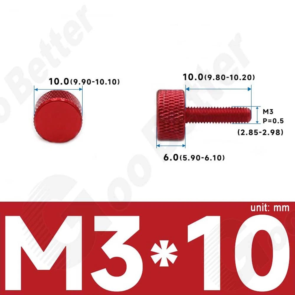 M3 M4 Knurled Thumb Screws – Aluminum Alloy Flat Head Hand Knob Bolts