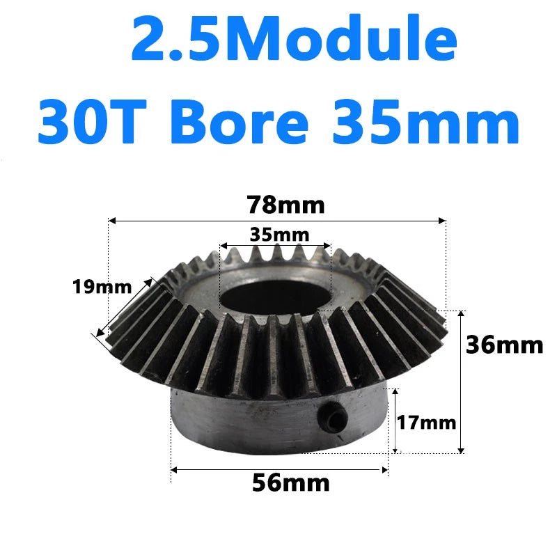 Bevel Gear 2.5 Module Ratio 1:1 Teeth 25 30 Bore Dia 12mm 14mm 15mm 16mm - 35mm
