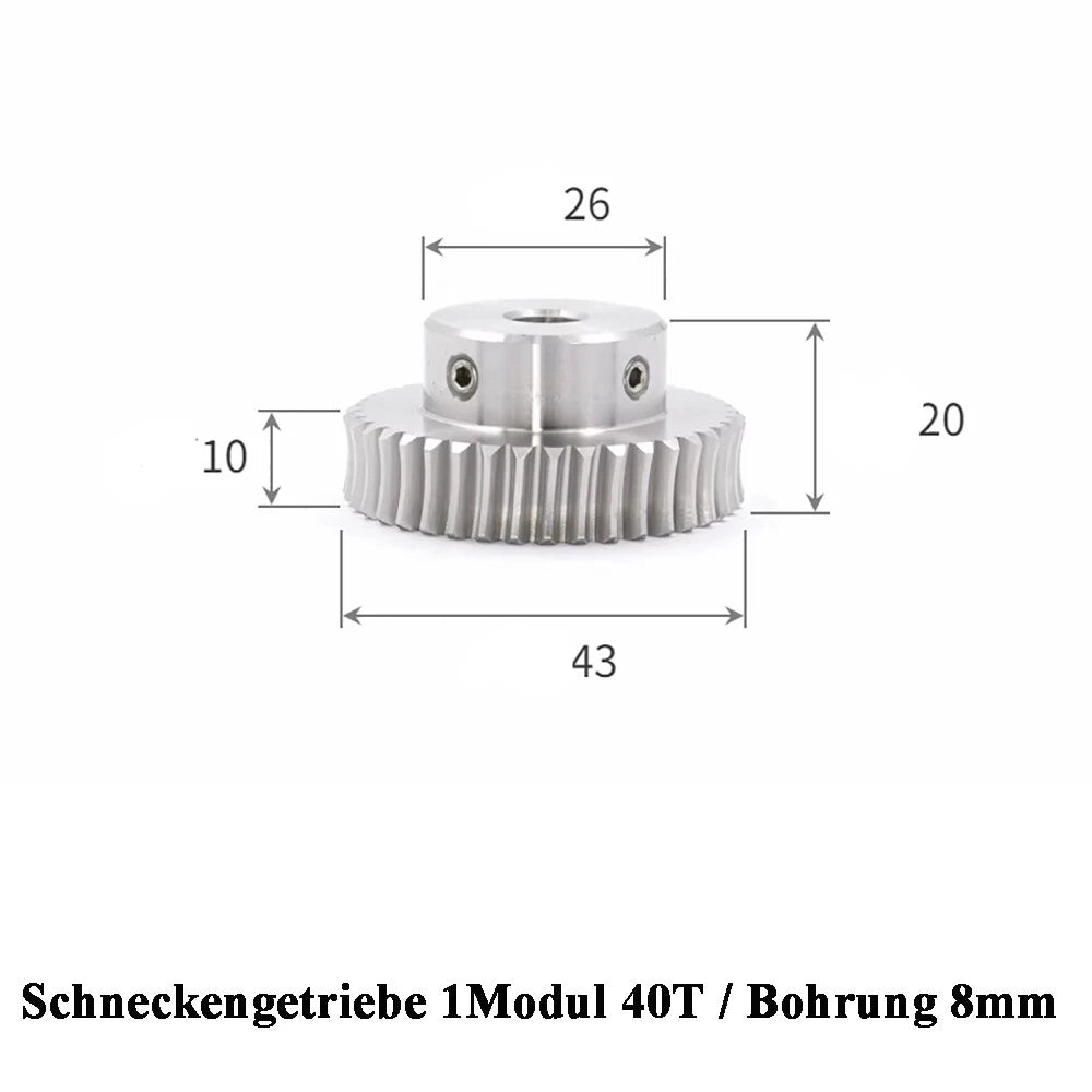 Stainless Steel A2 Module 1 Worm Shaft Worm Gear Wheel 15 to 60 Tooth Precision