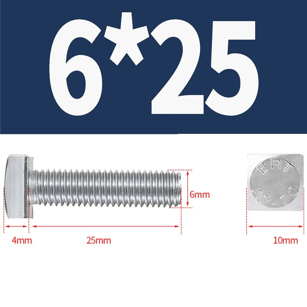M4 M5 M6 Square Head Bolts Full Threaded – A2 304 Stainless Steel