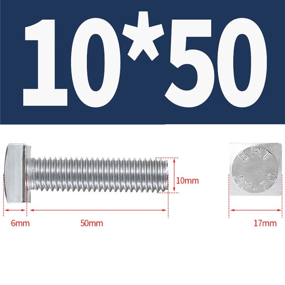 M8 M10 M12 Square Head Bolts Full Threaded 304 Stainless Steel 12–100mm - HomeDIYer