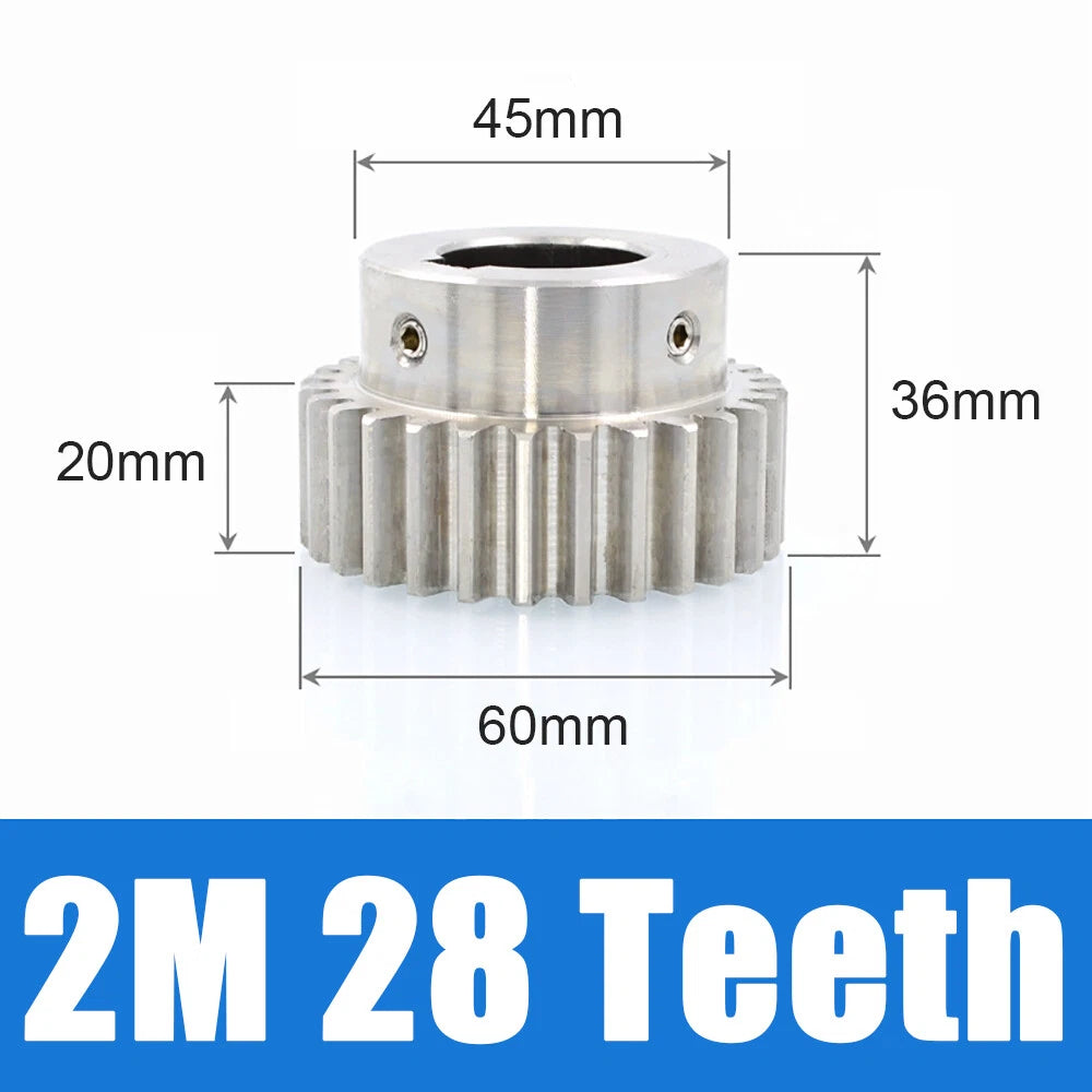 2 Module 12~30 Teeth, 8mm-25mm Bore Stainless Spur Gear, Drive Gearbox With Hub