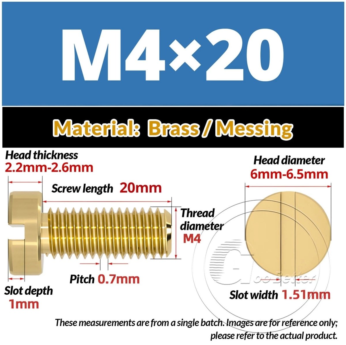 Brass Slotted Pan Head Machine Screws — M2 to M10, Multiple Lengths - HomeDIYer