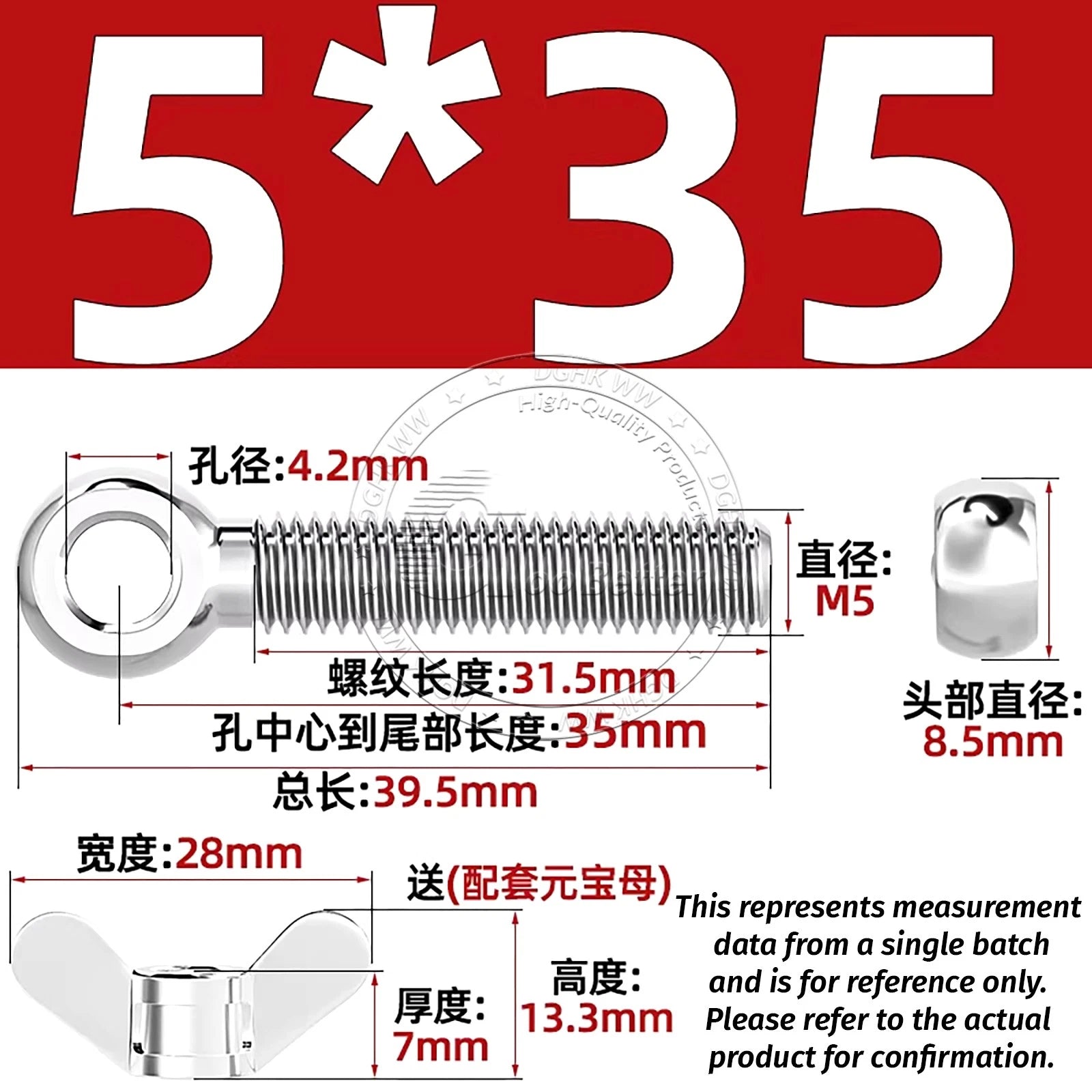 Eye Bolts with Nut — Forged Stainless Steel Threaded Ring Hanging Screws
