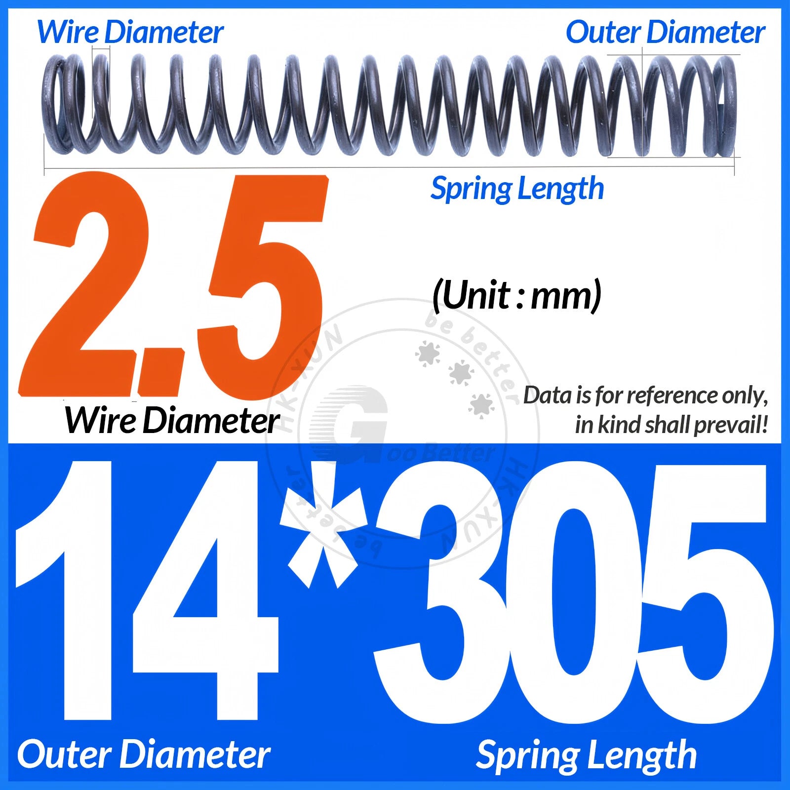 Length 305mm Compression Spring Pressure Springs OD 3-60mm Wire Dia 0.3mm-6.0mm