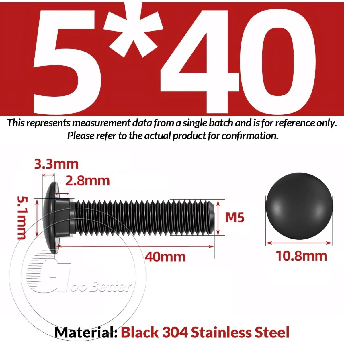 Black Carriage Bolts M3 M4 M5 M6 — Cup Square Domed Head, A2 - 70 Stainless Steel - HomeDIYer