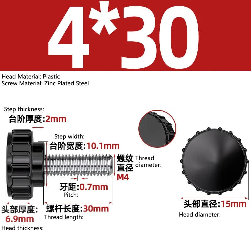 M3-M8 A2/304 Stainless Steel Plastic Knob Thumb Screws Hand Twist DIY Machinery