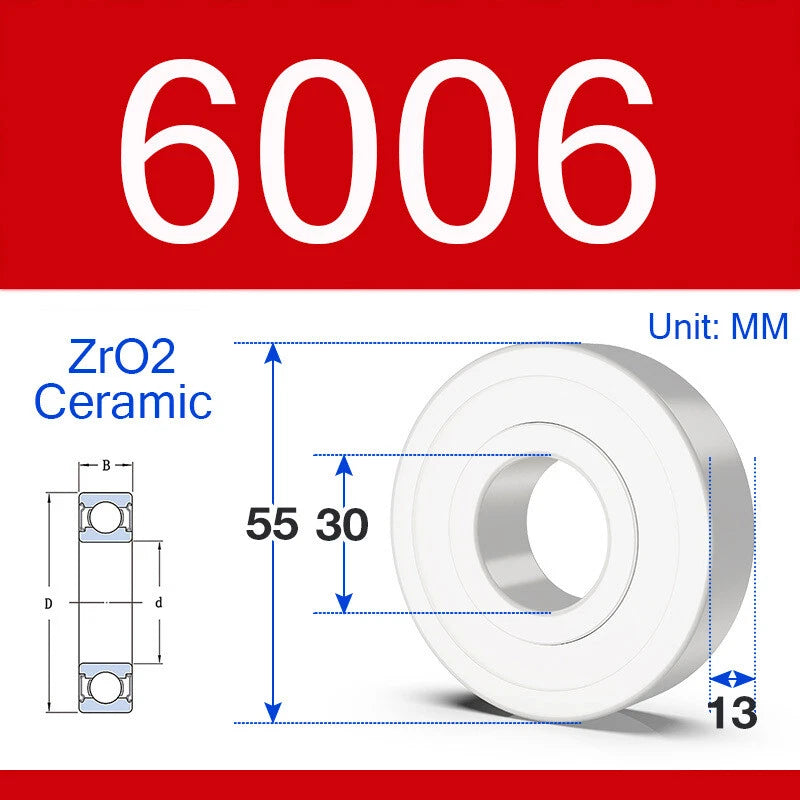 ZrO2 Ceramic Deep Groove Ball Bearing Double Shield 2RS Zirconia Roller Bearings