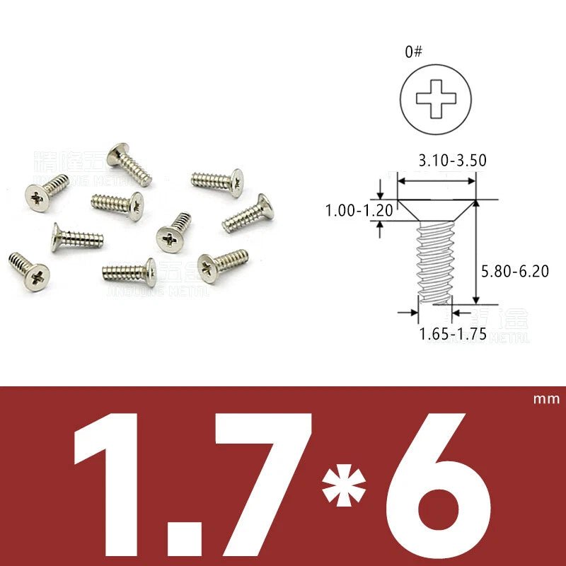 Phillips Countersunk Flat Head Machine Screws M1.2–M1.8 | Zinc & Nickel Plated - HomeDIYer