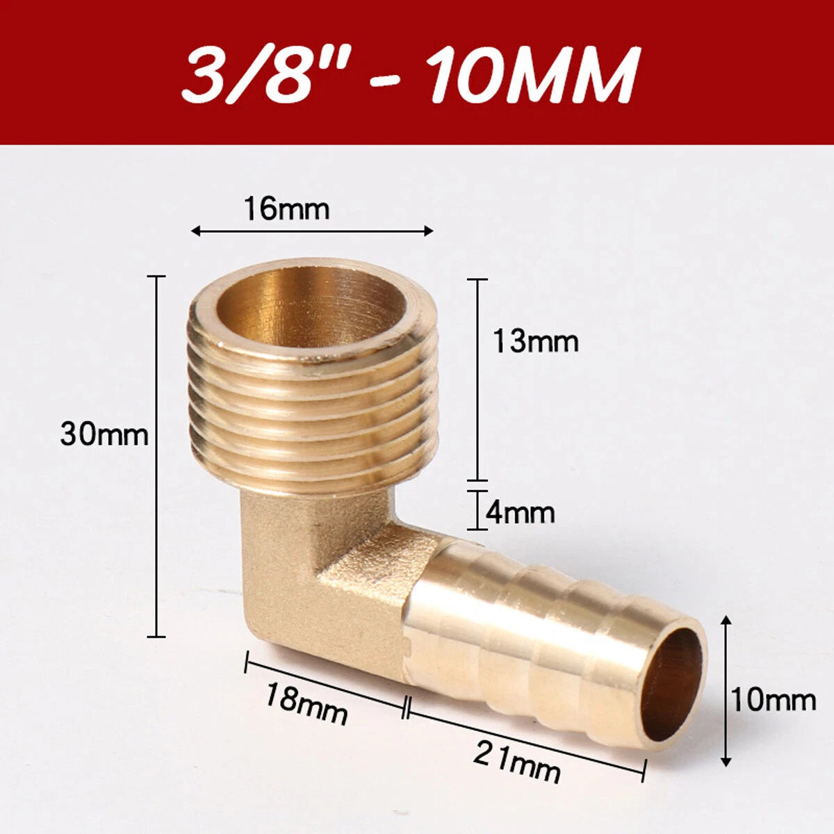 Brass 90° Elbow Barbed Hose Tail Fitting — Male & Female NPT Thread, Air Water