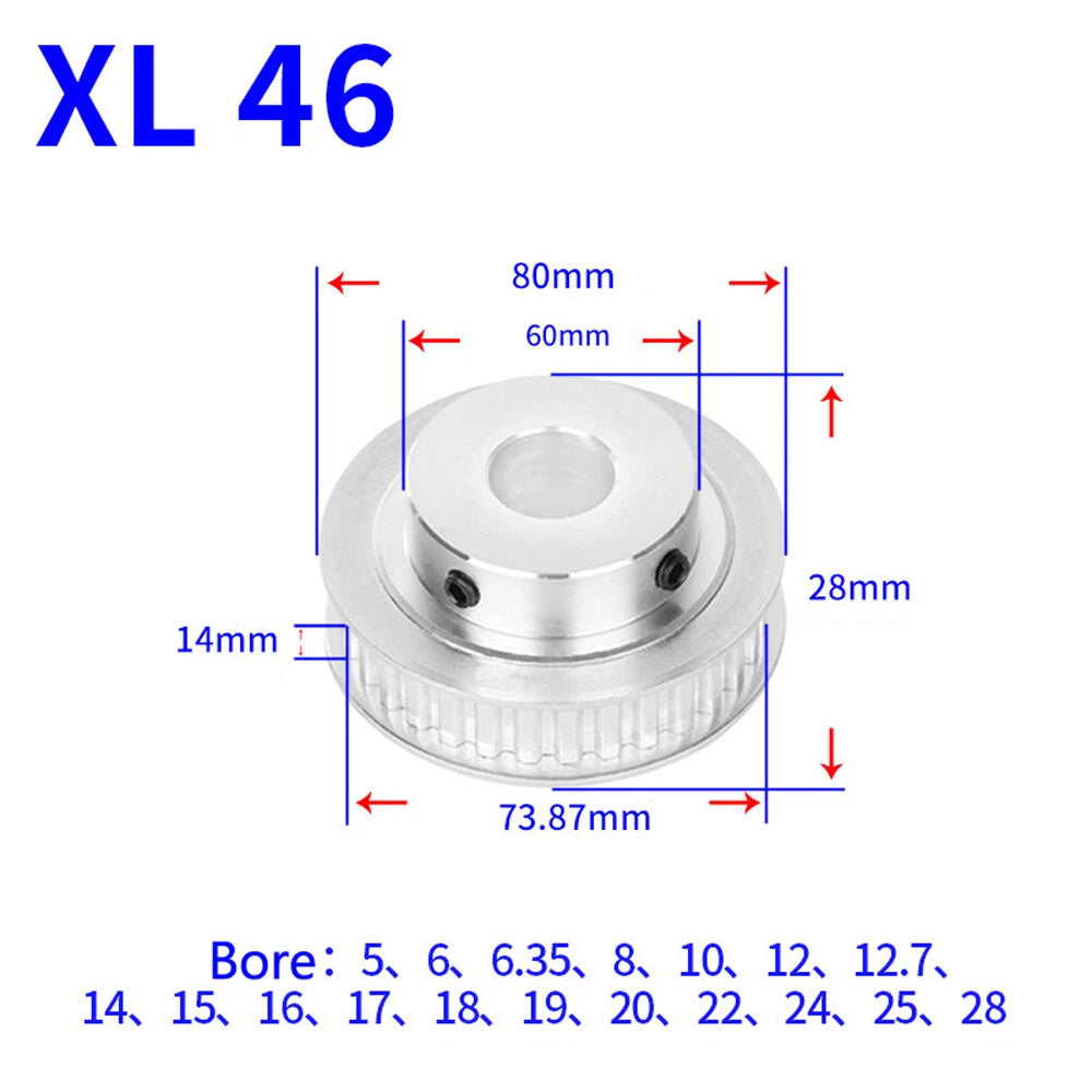 XL 15T-60T Timing Belt Pulley Pitch 5.08mm With Keyway Drive Pulleys Width 14mm