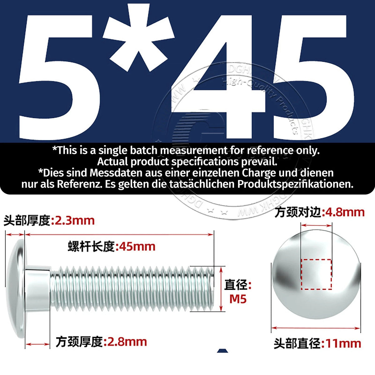 M4–M12 Zinc-Plated Cup Square Carriage Bolts with Flange Nuts | 8–150mm