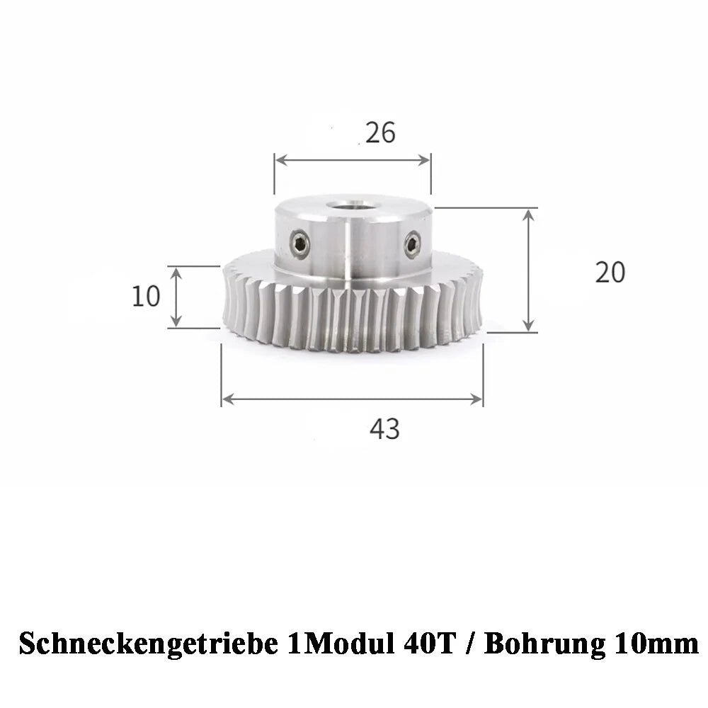 Stainless Steel A2 Module 1 Worm Shaft Worm Gear Wheel 15 to 60 Tooth Precision