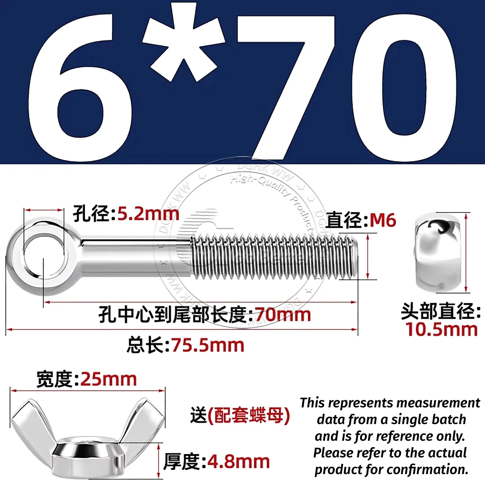 Eye Bolts with Nut — Forged Stainless Steel Threaded Ring Hanging Screws