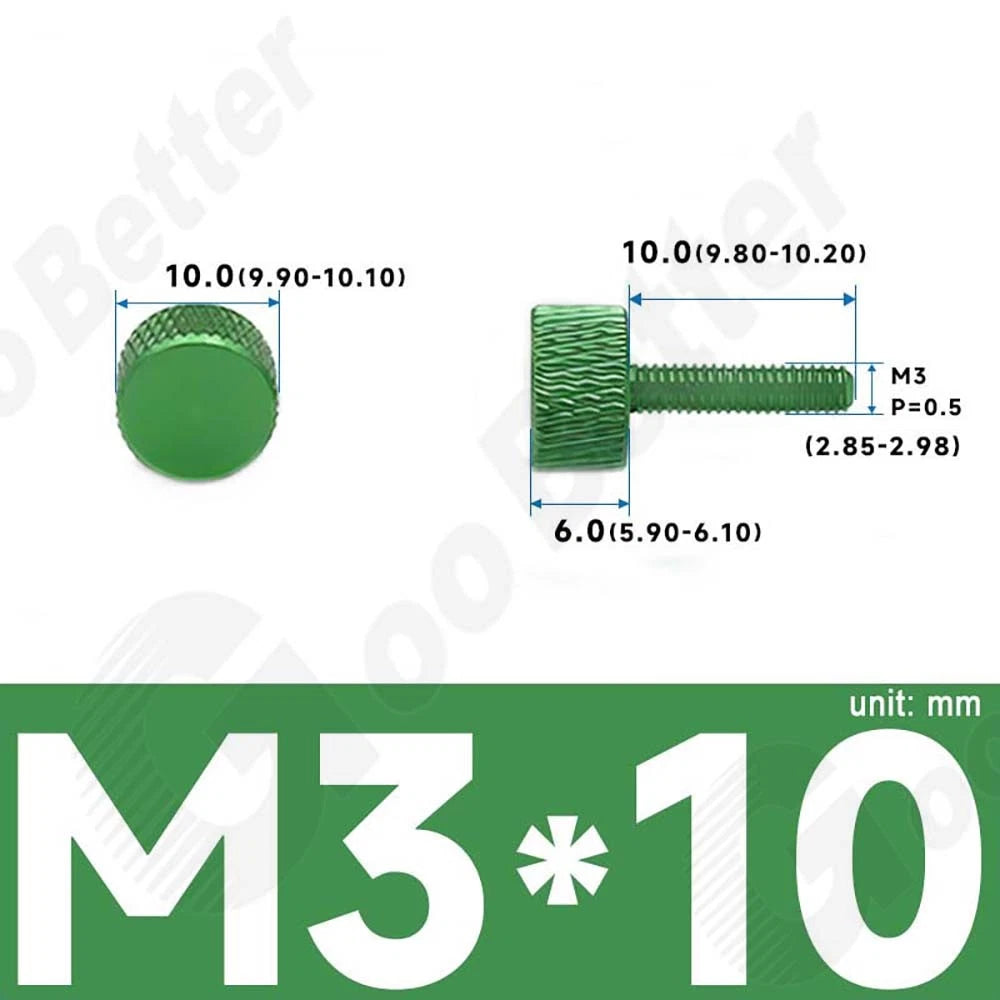 M3 M4 Knurled Thumb Screws – Aluminum Alloy Flat Head Hand Knob Bolts