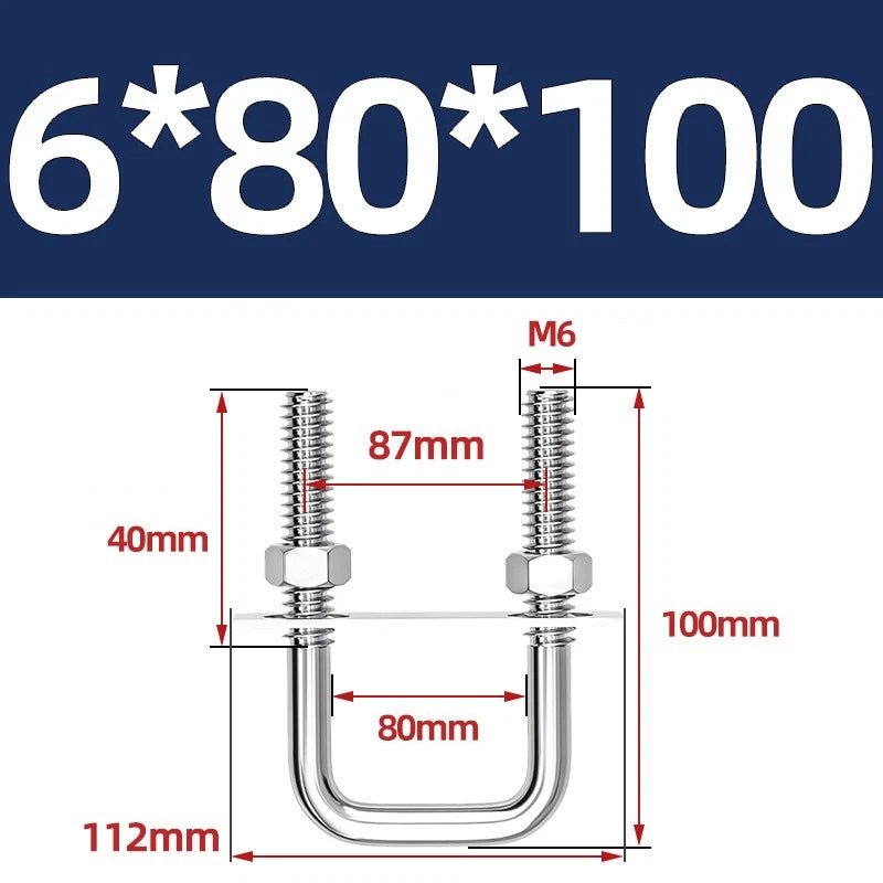 M6 U - Bolt with Plate and Nuts – Stainless Steel 304 (A2) for Trailer & Pipe Clamp - HomeDIYer