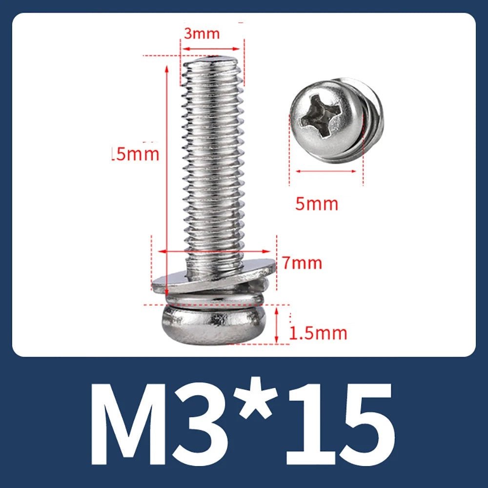 M2–M10 Phillips Button Head Machine Screws — 304 Stainless Steel - HomeDIYer