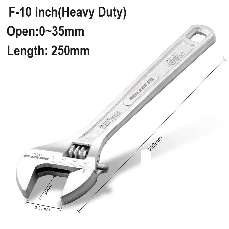 Adjustable Spanner Wrench 6 8 10 12" Cr-V Steel Metric Scale Strong Grip Handle