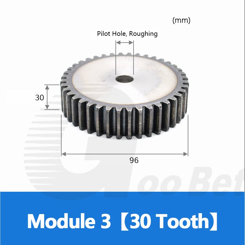 Module 3 Spur Gear C45 Steel 12 - 120 Tooth Hardened Motor Pinion Cogwheel Flat