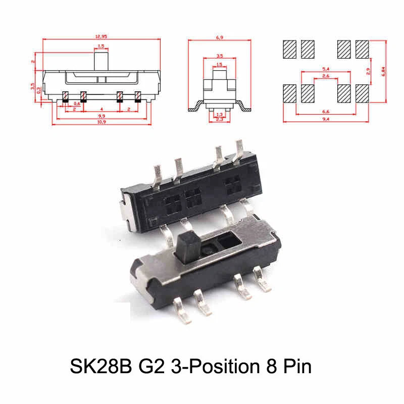 Miniature Slide Switch — 2P2T / 2P3T, 2 & 3 Position, SS/SK Series (G1.5–G6)
