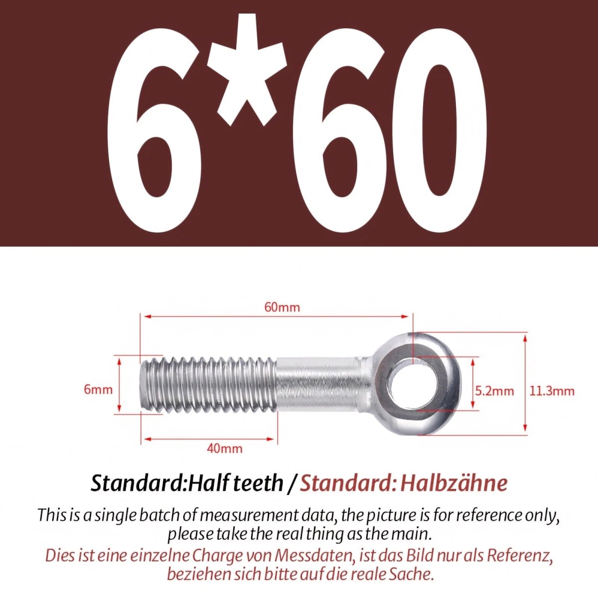 M5 M6 Stainless Steel Eye Bolts — A2 304 Threaded Ring Eyelet Screws for Catenary Wire & Hanging - HomeDIYer