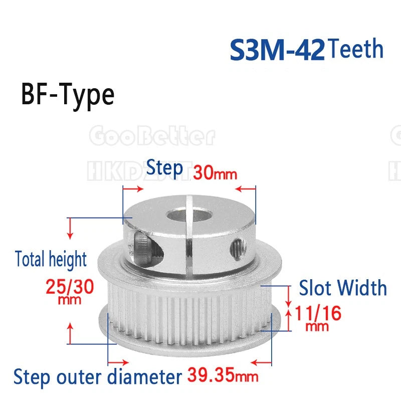 S3M Timing Belt Pulleys 20-60 Teeth 5-20mm Bore Synchronous Wheel Printer Clamp