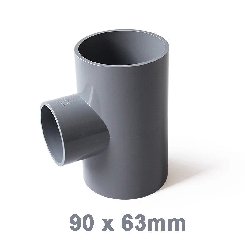 PVC Reducing Tee Pipe & Fittings Solvent Weld Pressure Adapter Connector Grey