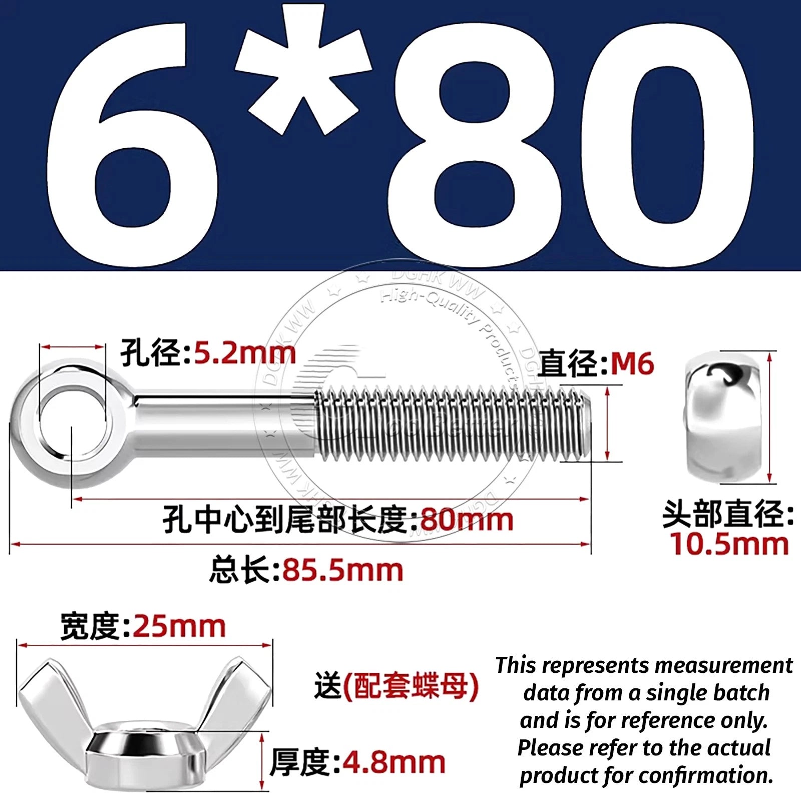Eye Bolts with Nut — Forged Stainless Steel Threaded Ring Hanging Screws