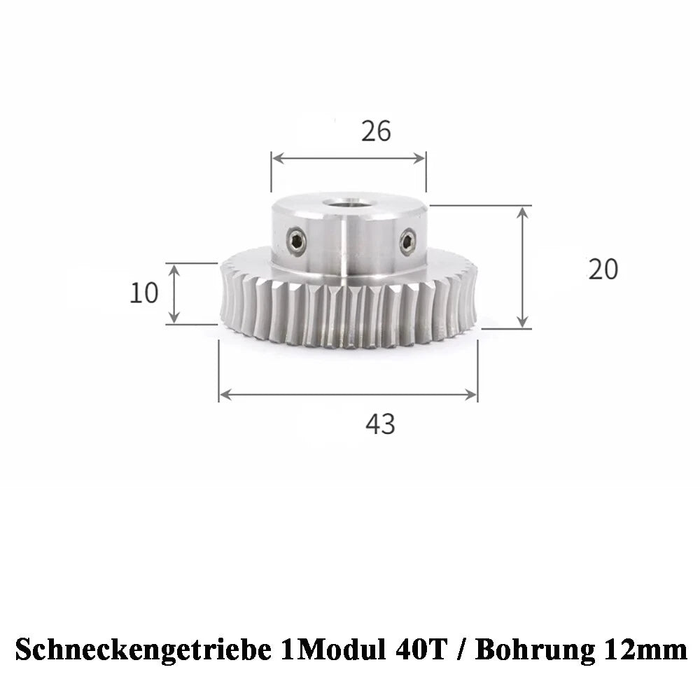 Stainless Steel A2 Module 1 Worm Shaft Worm Gear Wheel 15 to 60 Tooth Precision