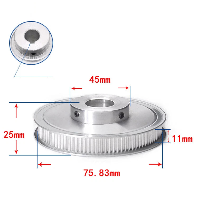 3M Timing Belt Drive Pulley BF-Type 15T-100T Bore 3-25mm For 10mm Width Belt