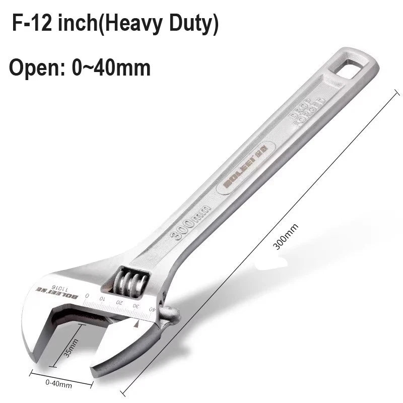 Adjustable Spanner Wrench 6 8 10 12" Cr-V Steel Metric Scale Strong Grip Handle