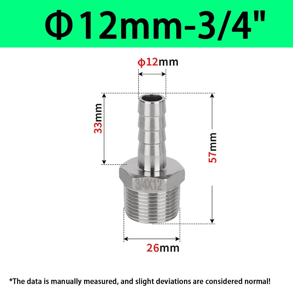 Male NPT Hose Barb Adapter Fittings – 316L Stainless Steel