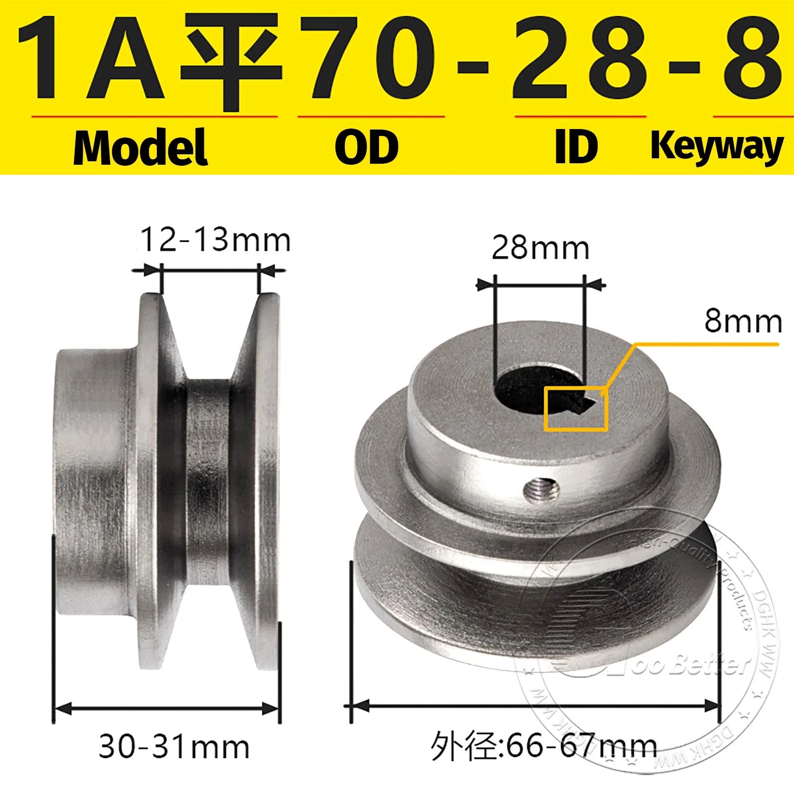 Cast Iron Drive Pulley Single Groove 1A Flat For A/V Belt Pulley OD 50mm-130mm