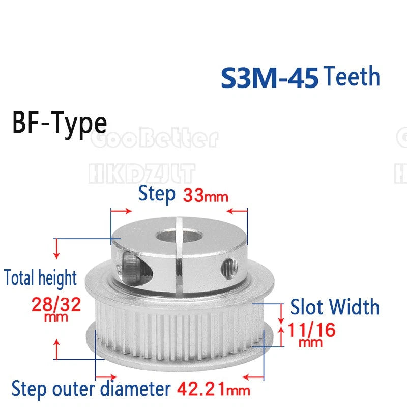 S3M Timing Belt Pulleys 20-60 Teeth 5-20mm Bore Synchronous Wheel Printer Clamp
