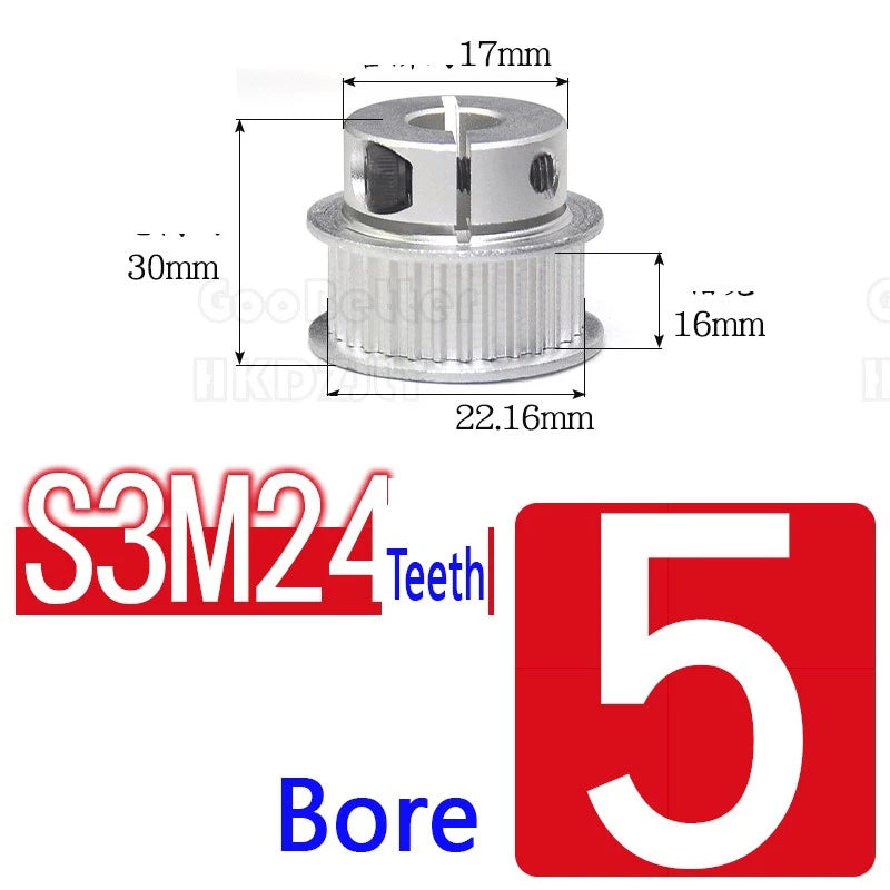 S3M Timing Pulley Belt Synchronous Wheel Gear 3D Printer Bore 5-15mm 20-28 Teeth