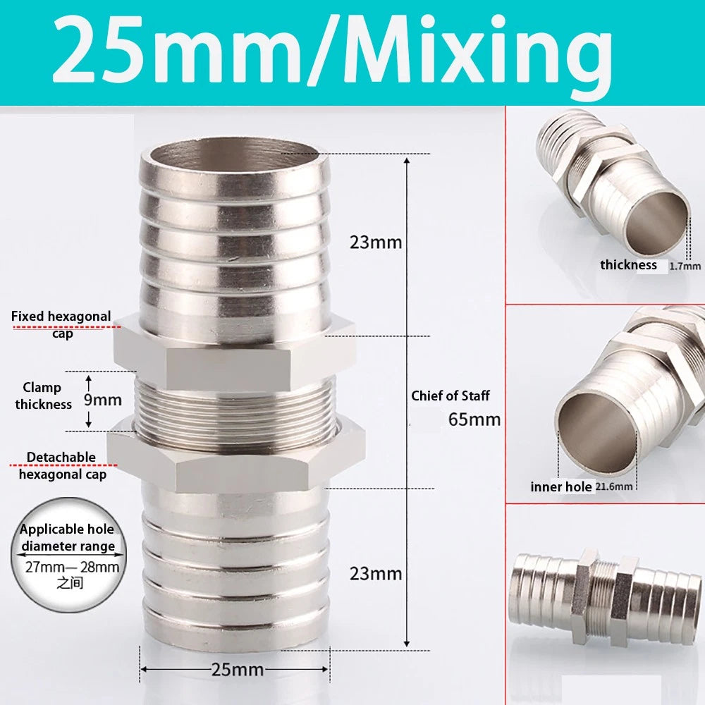 Copper Straight Hose Connector Double-Sided Female Thread