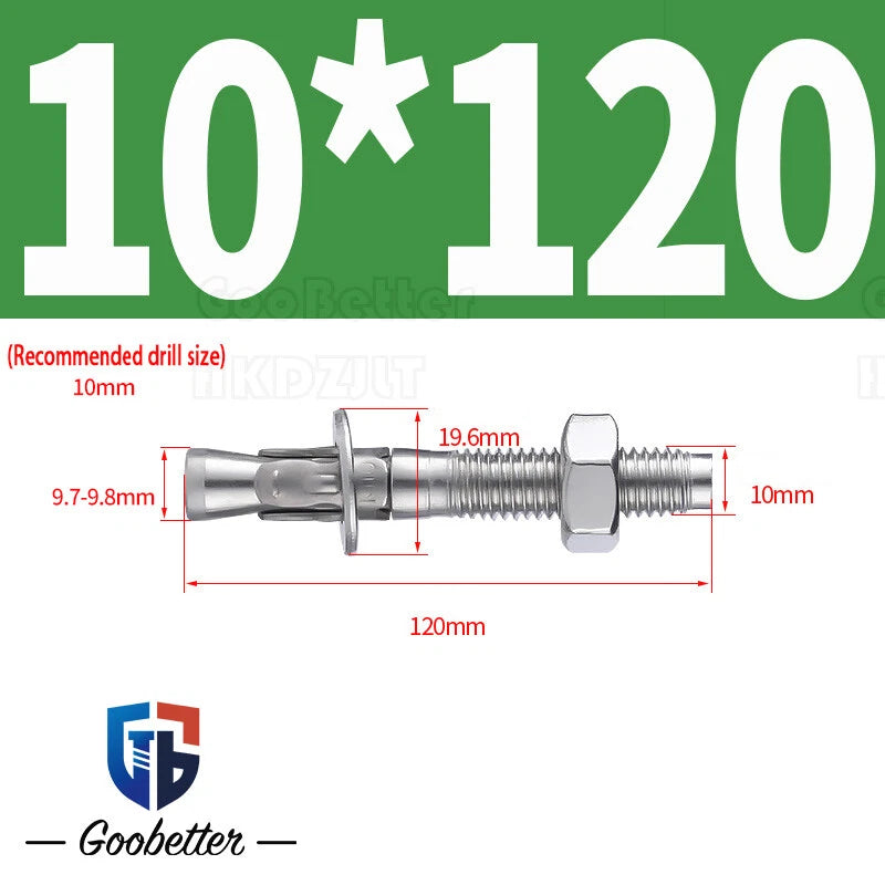 Stainless Steel Through Anchor Bolts — M6 M8 M10 M12 M16 Expansion Bolt