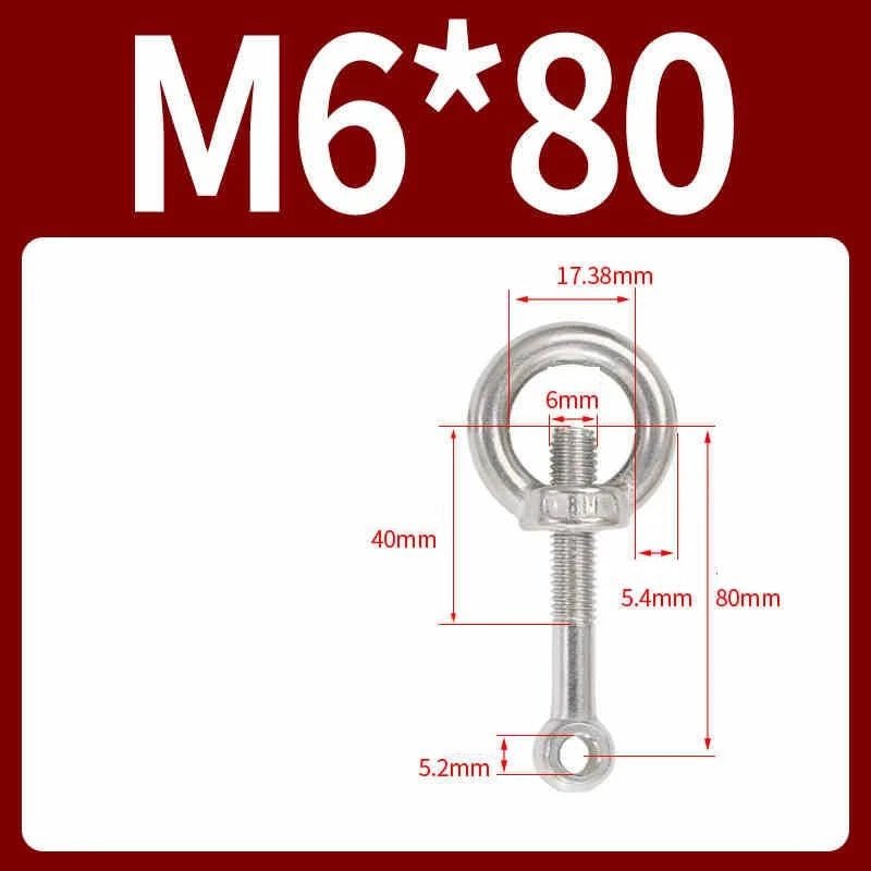 A2 Stainless Steel Eye Bolts with Nut — M5 M6 M8 M10 M12 Threaded Ring Screws - HomeDIYer