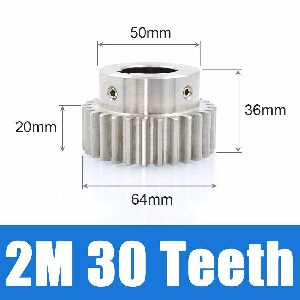 2 Module 12~30 Teeth, 8mm-25mm Bore Stainless Spur Gear, Drive Gearbox With Hub