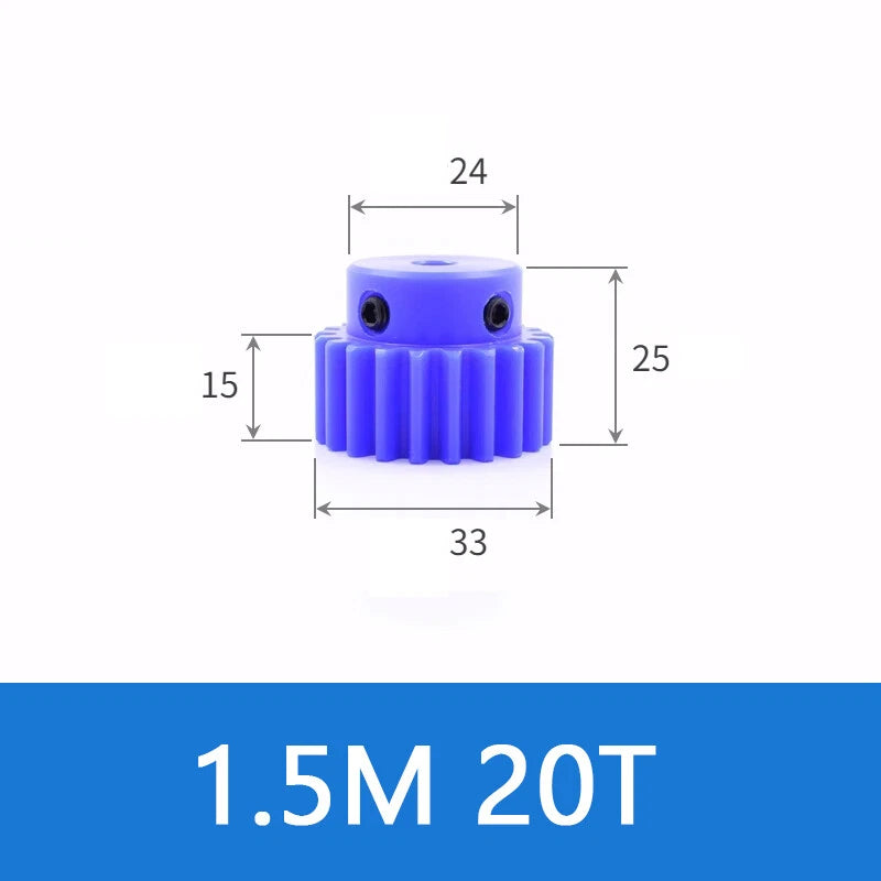 Blue Nylon Spur Gears 1/1.5/2/3Mod Transmission Gear 12-60T With Step Motor Gear