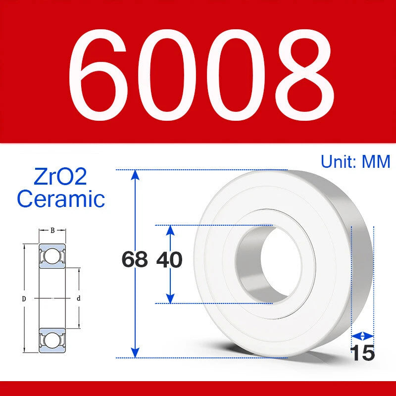 ZrO2 Ceramic Deep Groove Ball Bearing Double Shield 2RS Zirconia Roller Bearings
