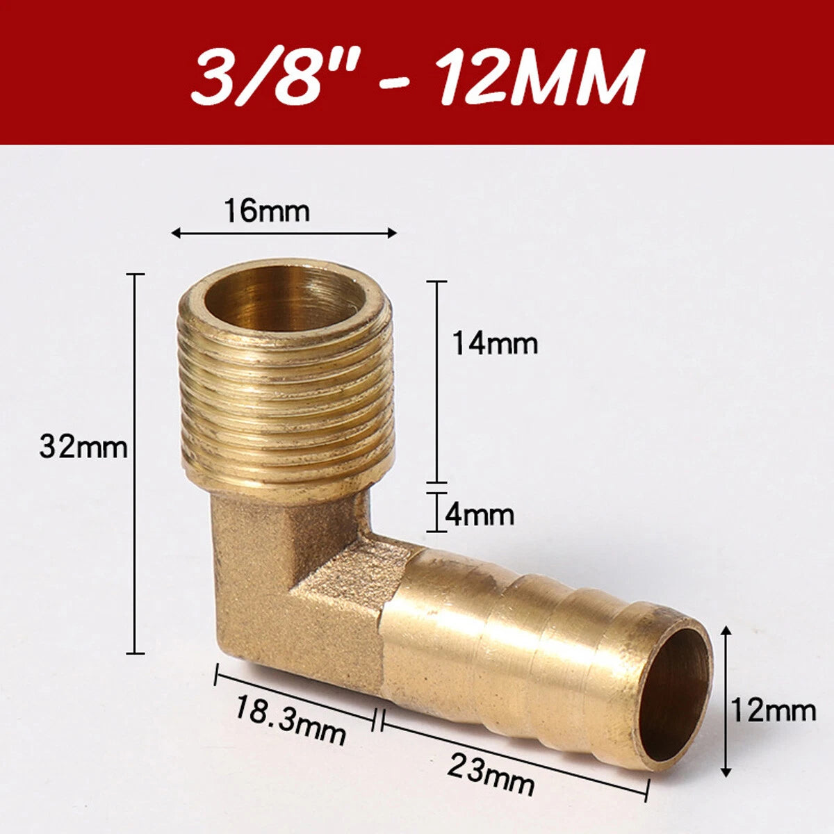 Brass 90° Elbow Barbed Hose Tail Fitting — Male & Female NPT Thread, Air Water