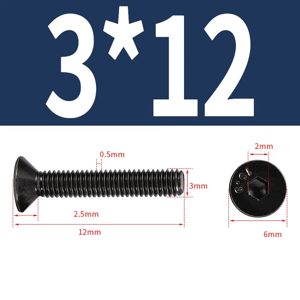 M2-M6 Countersunk Socket Head Cap Screws – Grade 10.9 Alloy Steel