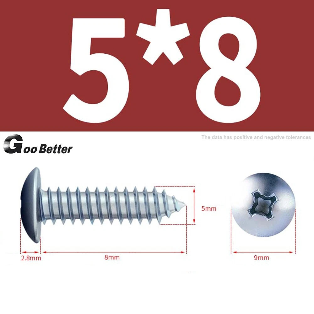 M3 M4 M5 M6 Pan Head Self Tapping Screws – Zinc Plated Carbon Steel