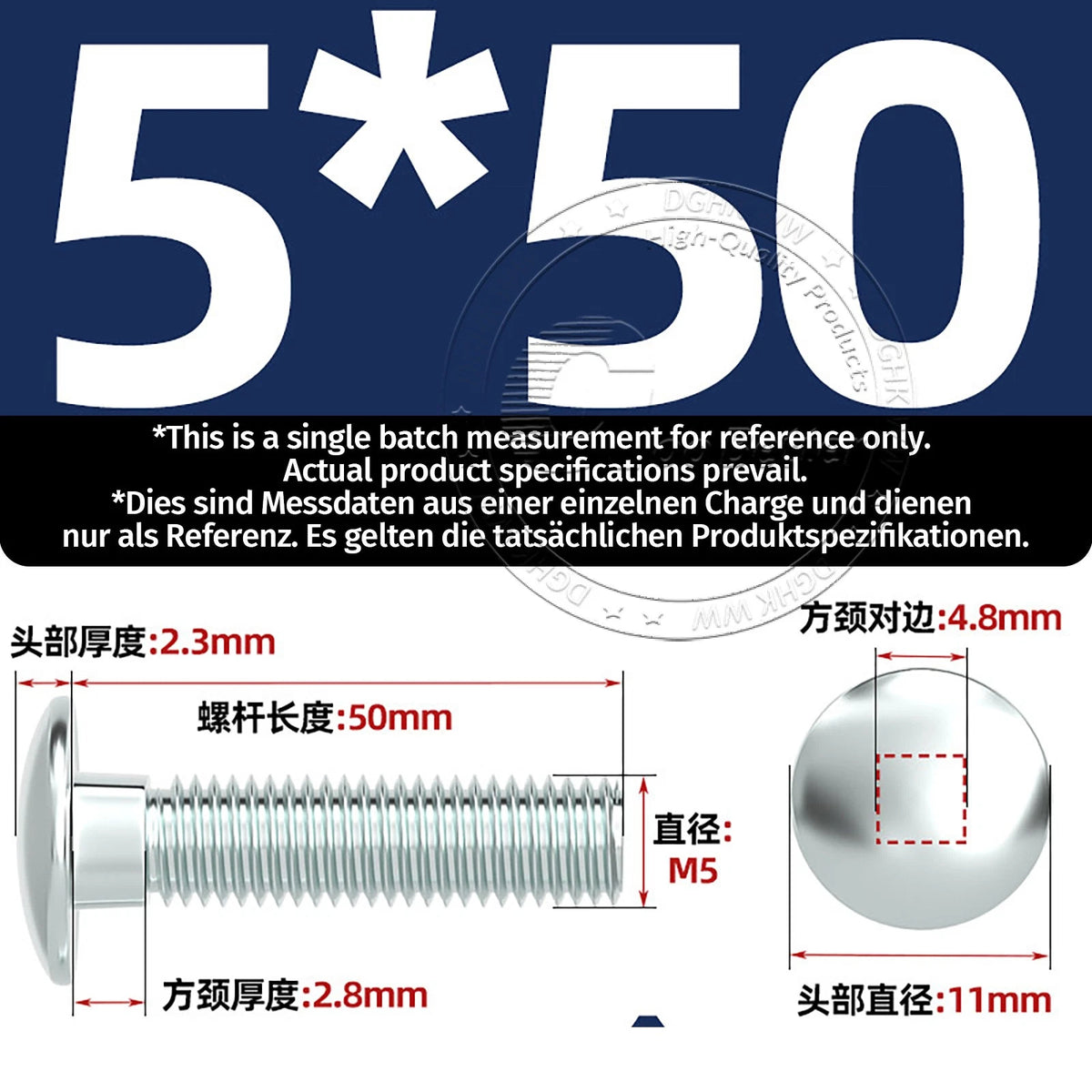M4–M12 Zinc-Plated Cup Square Carriage Bolts with Flange Nuts | 8–150mm