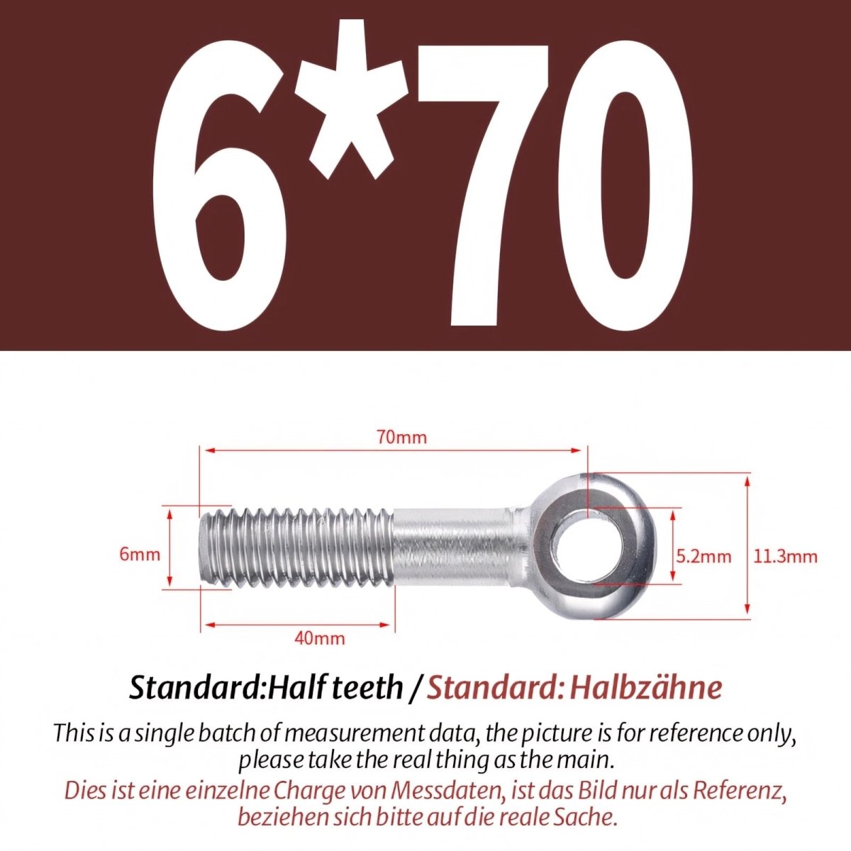 M5 M6 Stainless Steel Eye Bolts — A2 304 Threaded Ring Eyelet Screws for Catenary Wire & Hanging - HomeDIYer
