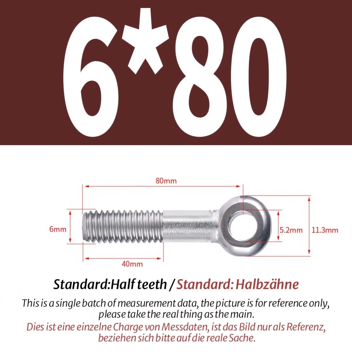 M5 M6 Stainless Steel Eye Bolts — A2 304 Threaded Ring Eyelet Screws for Catenary Wire & Hanging - HomeDIYer