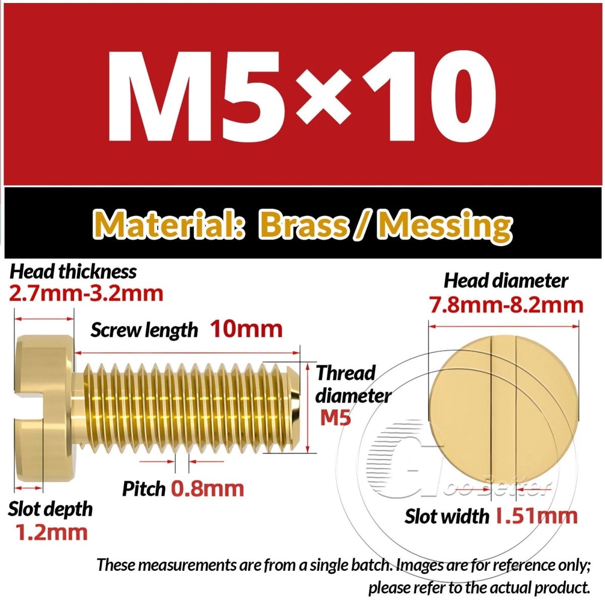 Brass Slotted Pan Head Machine Screws — M2 to M10, Multiple Lengths - HomeDIYer