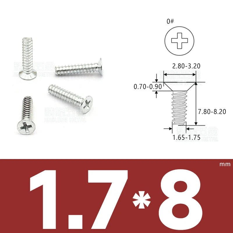 Phillips Countersunk Flat Head Machine Screws M1.2–M1.8 | Zinc & Nickel Plated - HomeDIYer
